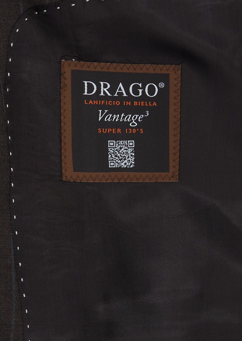 Vizon Çizgili Zeroweight Slim Fit %100 Yün Takım Elbise - 5