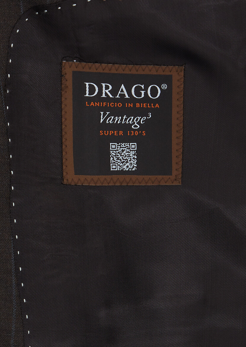 Vizon Çizgili Zeroweight Slim Fit %100 Yün Takım Elbise - 5