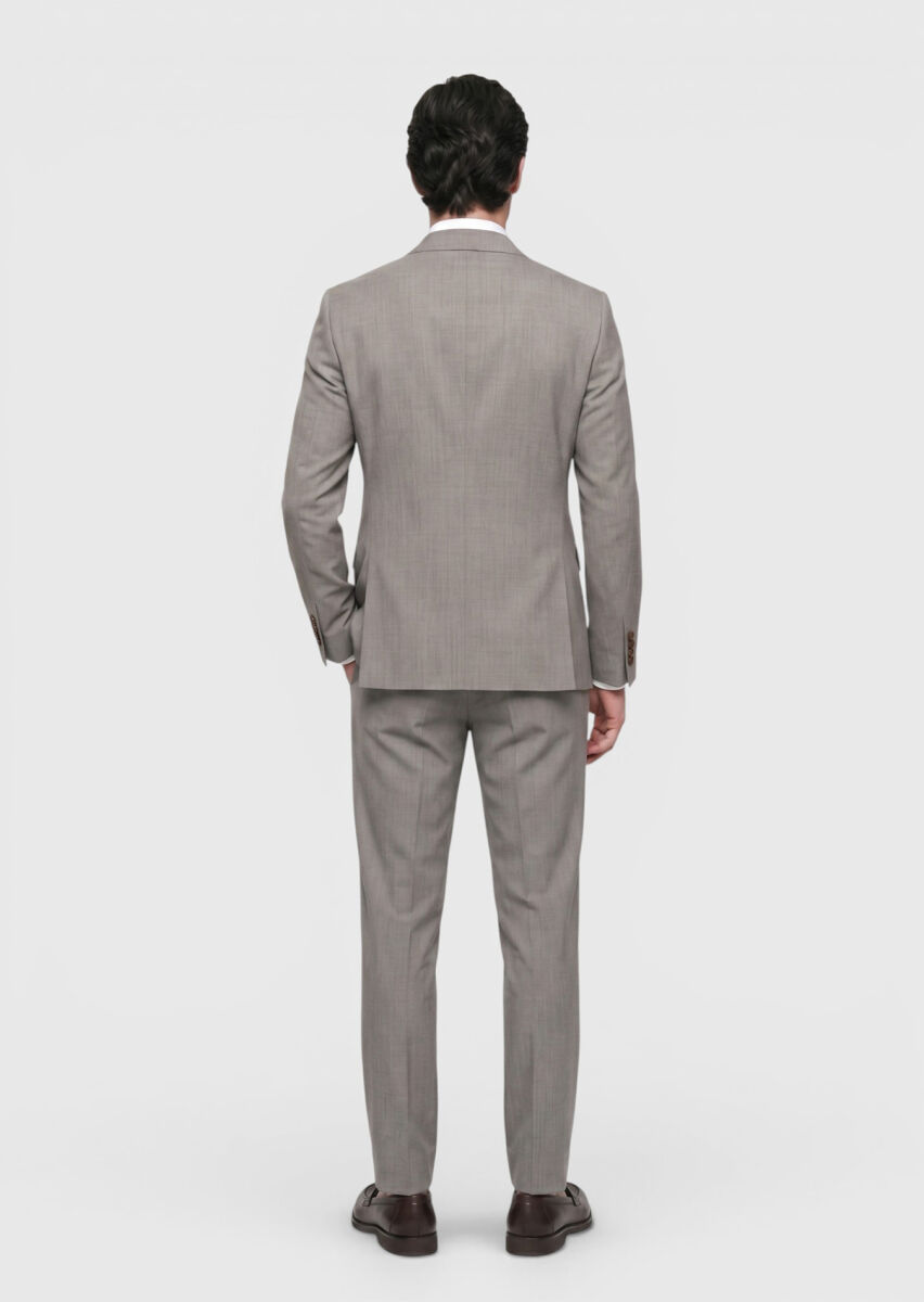 Vizon Desenli Zeroweight Slim Fit Yün Karışımlı Takım Elbise - 5