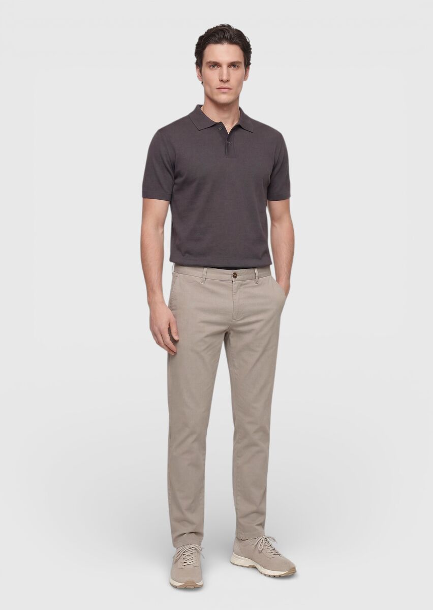 Vizon Düz Dokuma Regular Fit Casual Pamuk Karışımlı Pantolon - 1