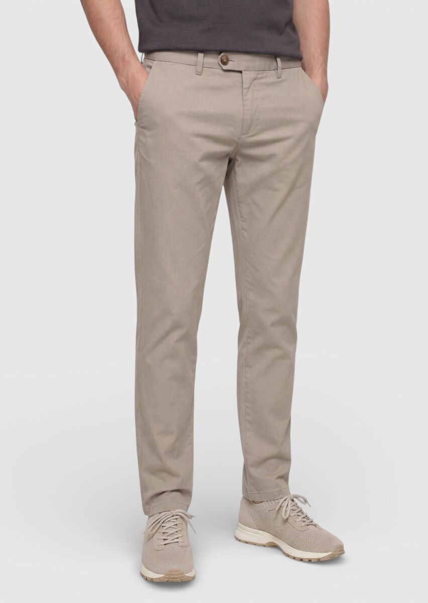 Vizon Düz Dokuma Regular Fit Casual Pamuk Karışımlı Pantolon - 2