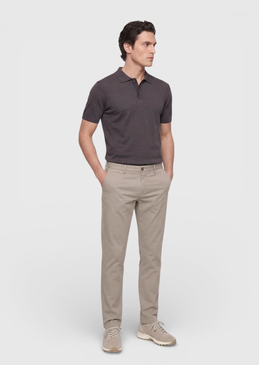 Vizon Düz Dokuma Regular Fit Casual Pamuk Karışımlı Pantolon - 3