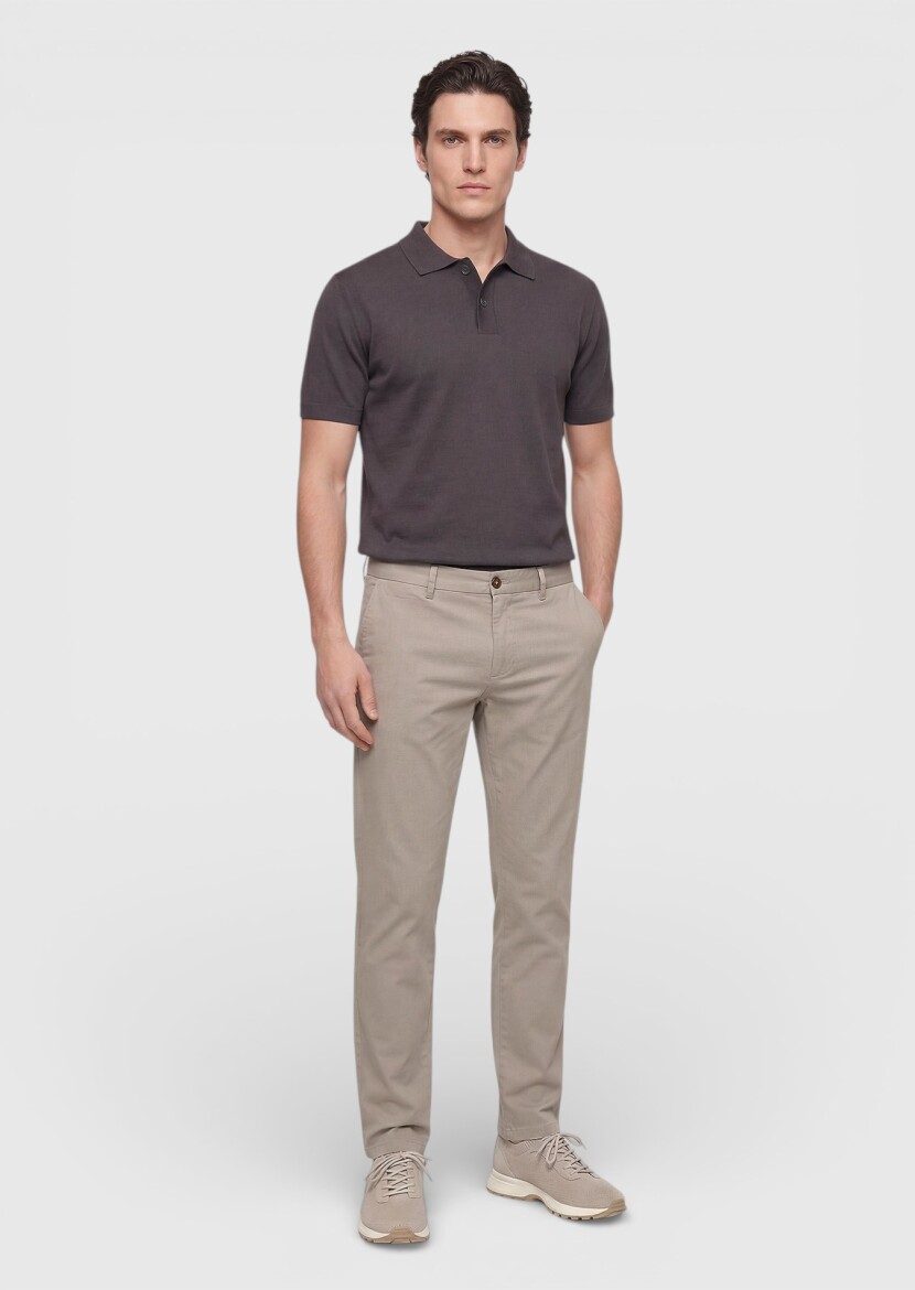 Vizon Düz Dokuma Regular Fit Casual Pamuk Karışımlı Pantolon 