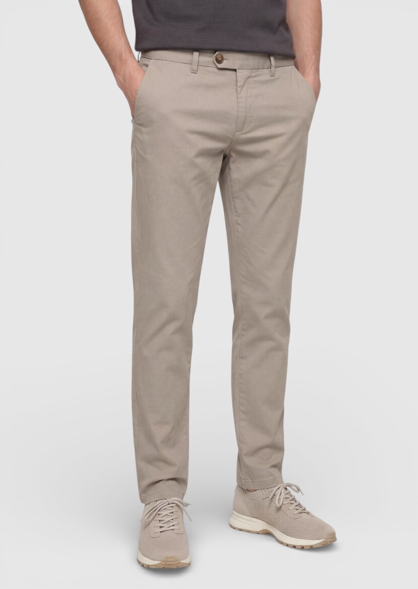 Vizon Düz Dokuma Regular Fit Casual Pamuk Karışımlı Pantolon - RAMSEY
