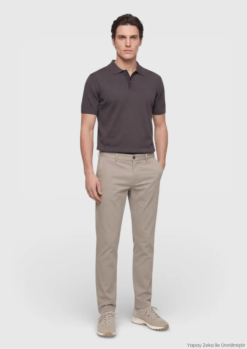 Vizon Dokuma Regular Fit Casual Pamuk Karışımlı Pantolon - RAMSEY