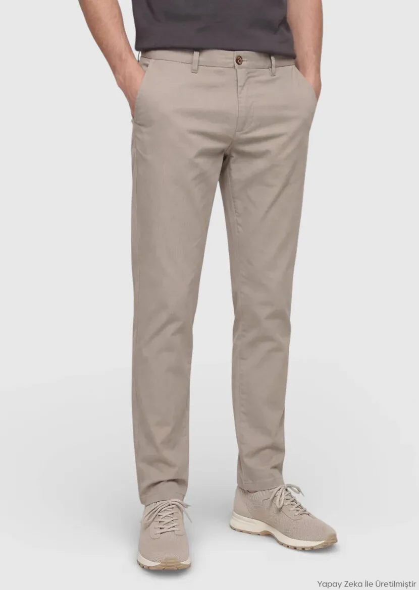 Vizon Dokuma Regular Fit Casual Pamuk Karışımlı Pantolon - RAMSEY