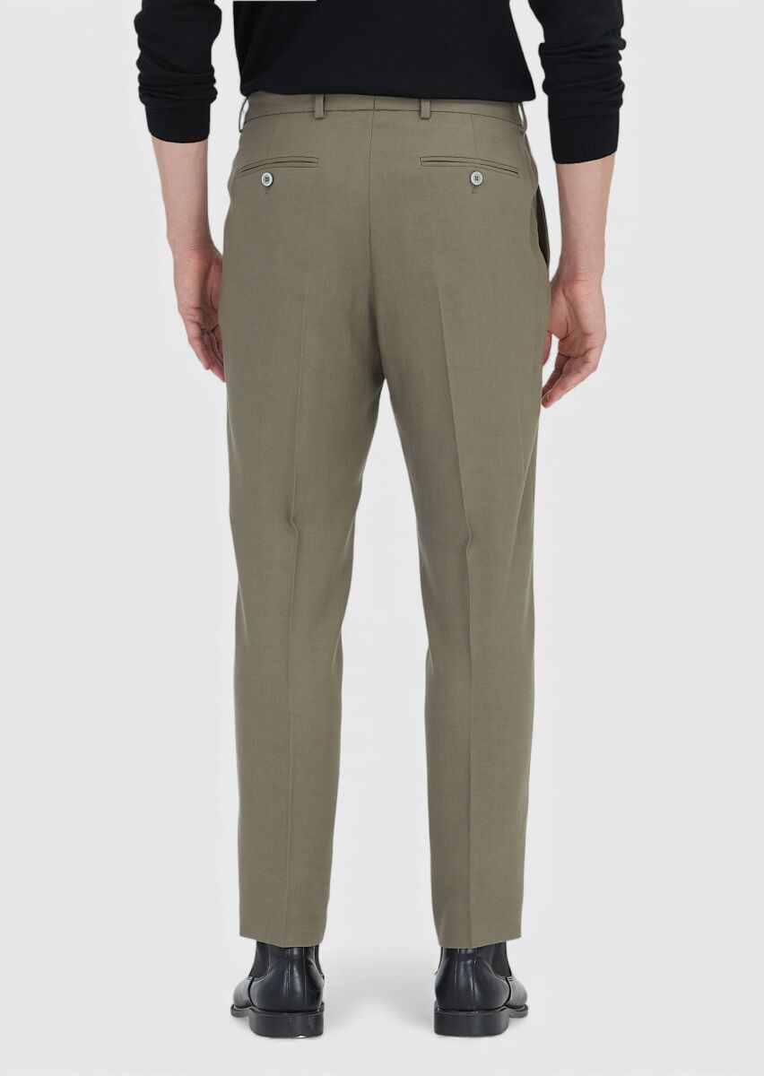 Vizon Dokuma Regular Fit Casual Yün Karışımlı Pantolon - 4