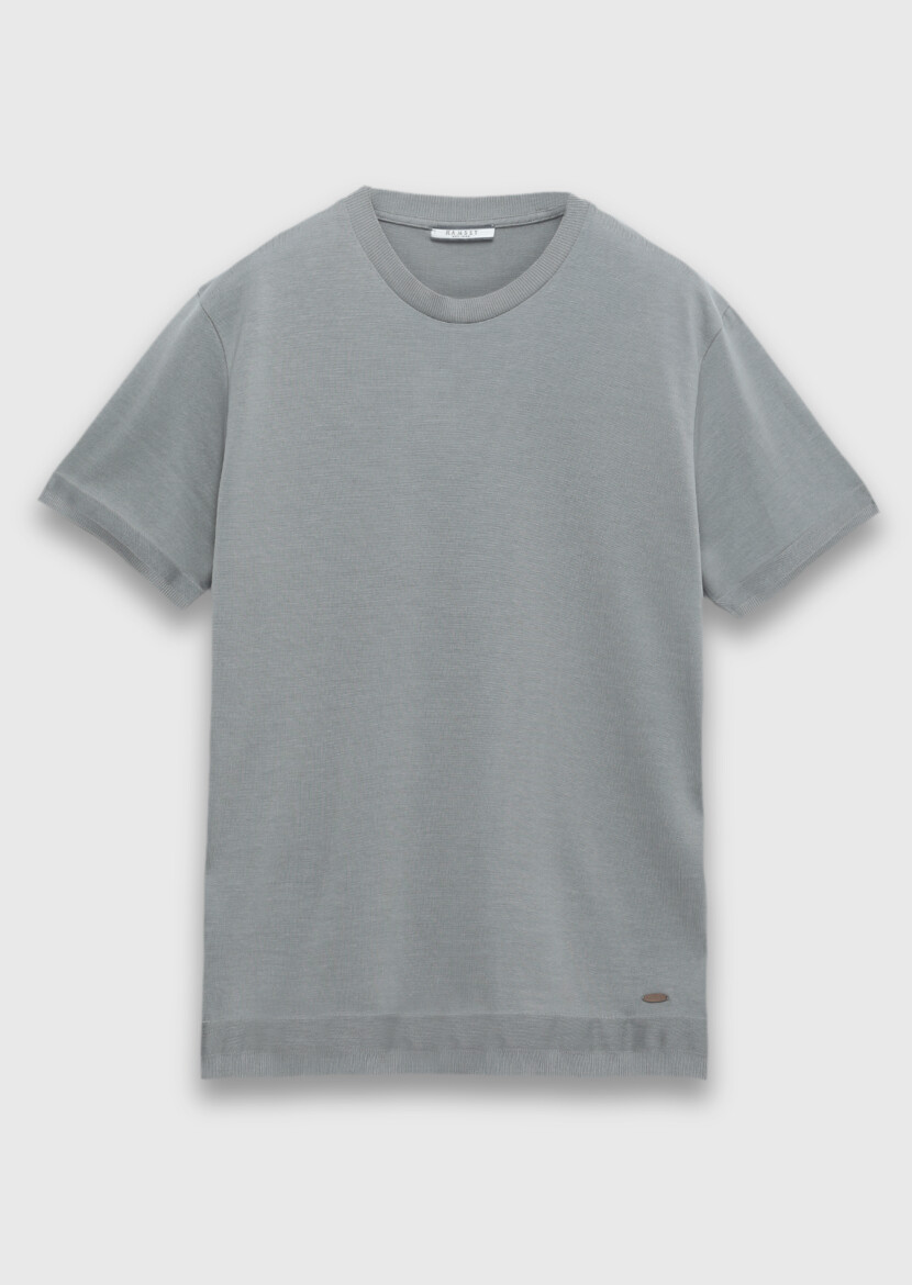 Vizon Düz %100 Pamuk T-Shirt - 5