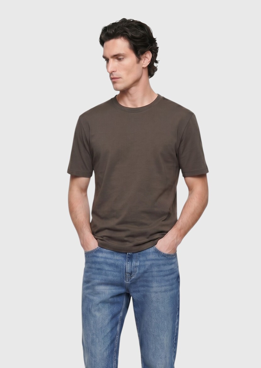 Vizon Düz %100 Pamuk T-Shirt - 1
