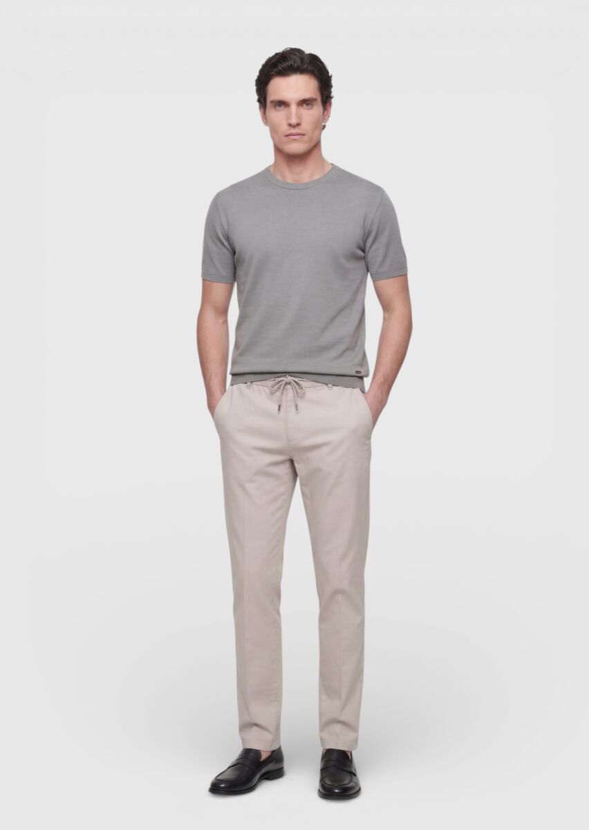 Vizon Düz Dokuma Jogging Fit Casual Pamuk Karışımlı Pantolon - 1