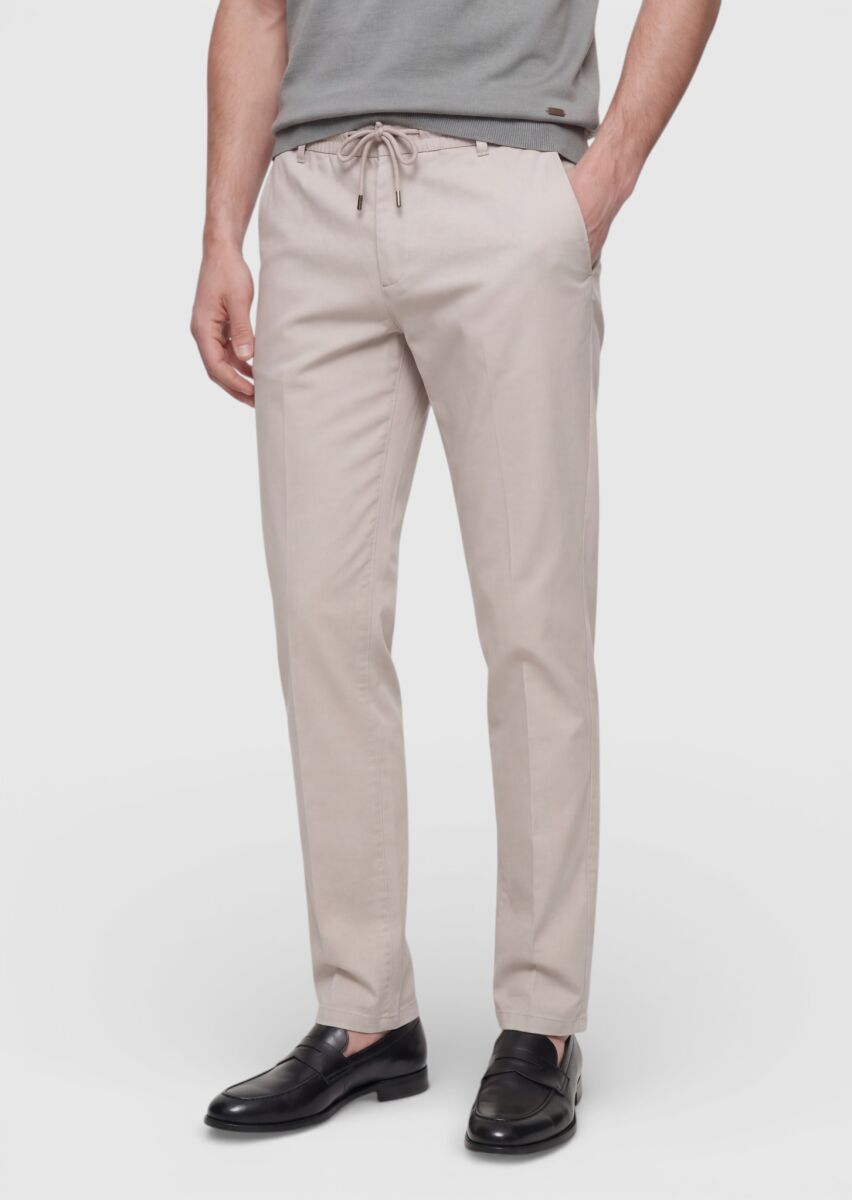 Vizon Düz Dokuma Jogging Fit Casual Pamuk Karışımlı Pantolon - 2