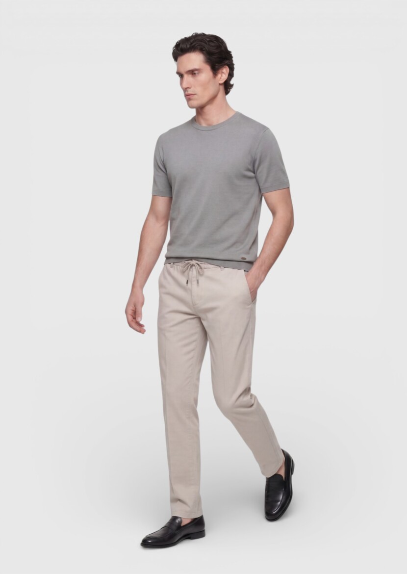 Vizon Düz Dokuma Jogging Fit Casual Pamuk Karışımlı Pantolon - 3