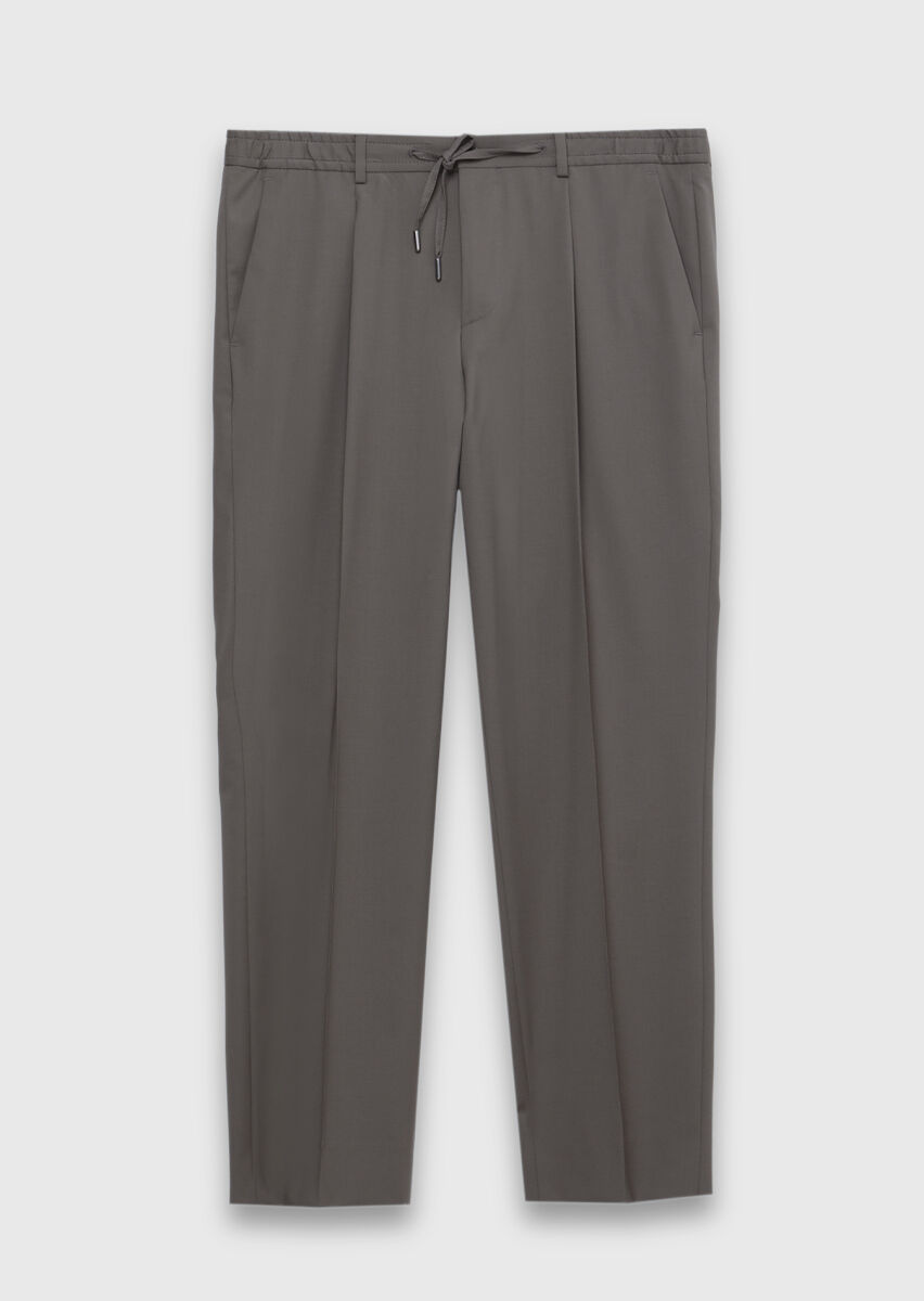 Vizon Düz Dokuma Jogging Fit Casual Yün Karışımlı Pantolon - 6