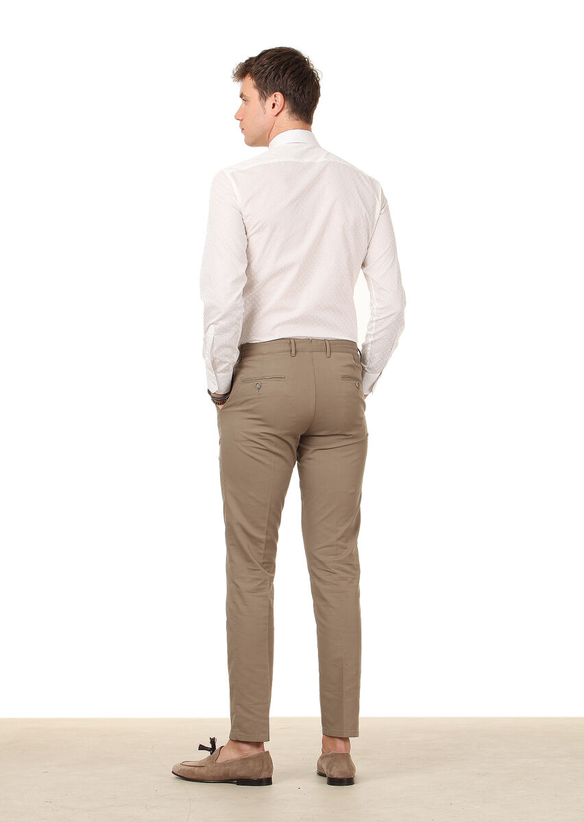 Vizon Düz Dokuma Regular Fit Casual Pamuk Karışımlı Pantolon - 4