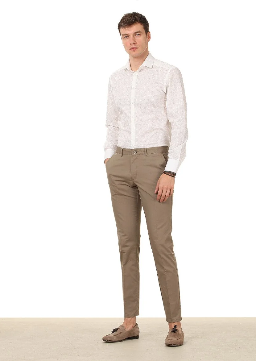 Vizon Düz Dokuma Regular Fit Casual Pamuk Karışımlı Pantolon - 2