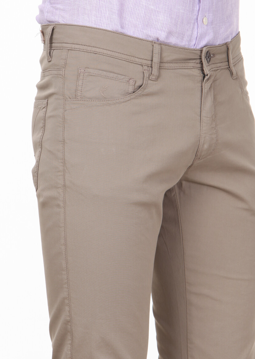Vizon Düz Dokuma Regular Fit Casual Pamuk Karışımlı Pantolon - 3