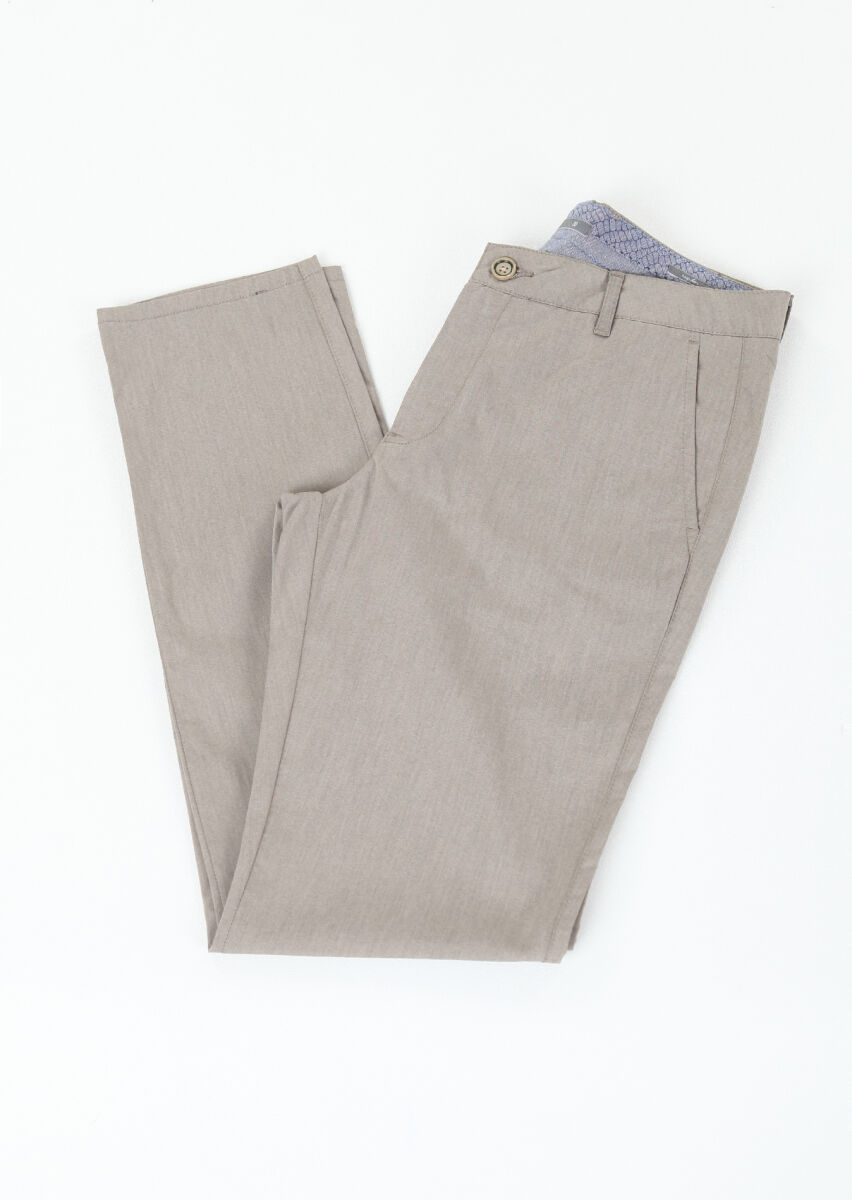 Vizon Düz Dokuma Regular Fit Casual Pamuk Karışımlı Pantolon - 1
