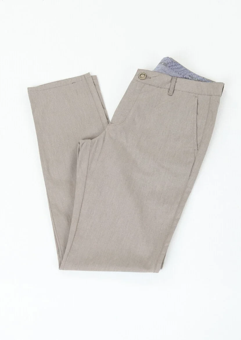 Vizon Düz Dokuma Regular Fit Casual Pamuk Karışımlı Pantolon - 1