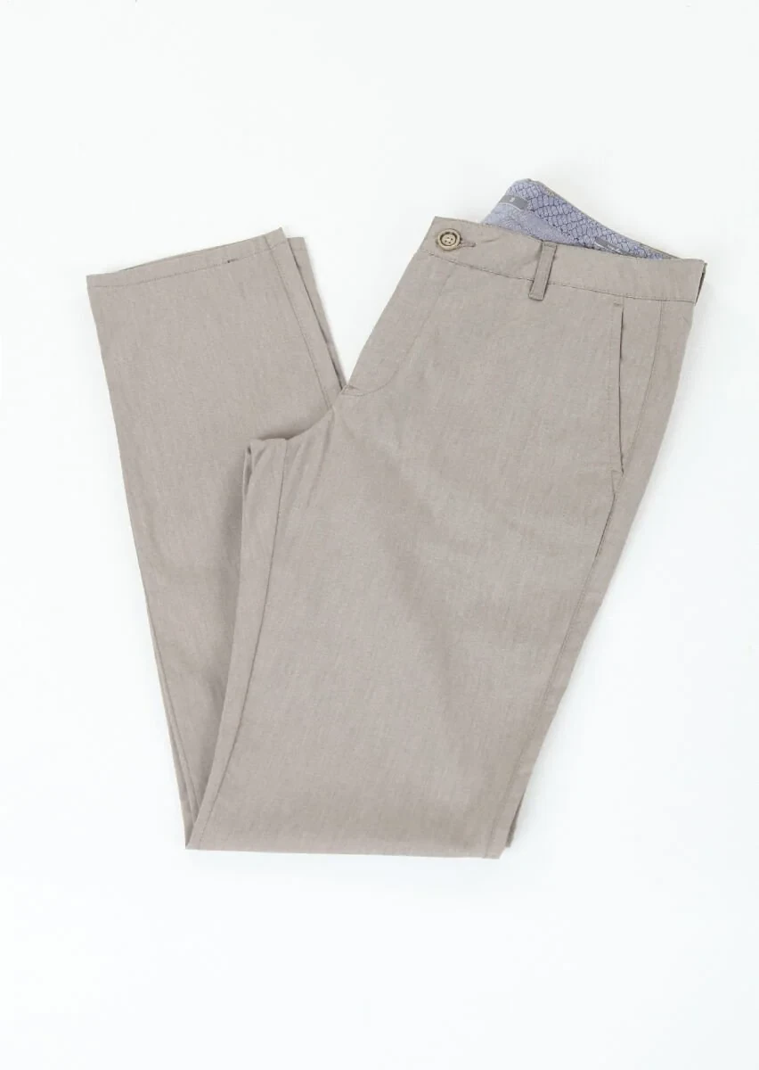 Vizon Düz Dokuma Regular Fit Casual Pamuk Karışımlı Pantolon - 1