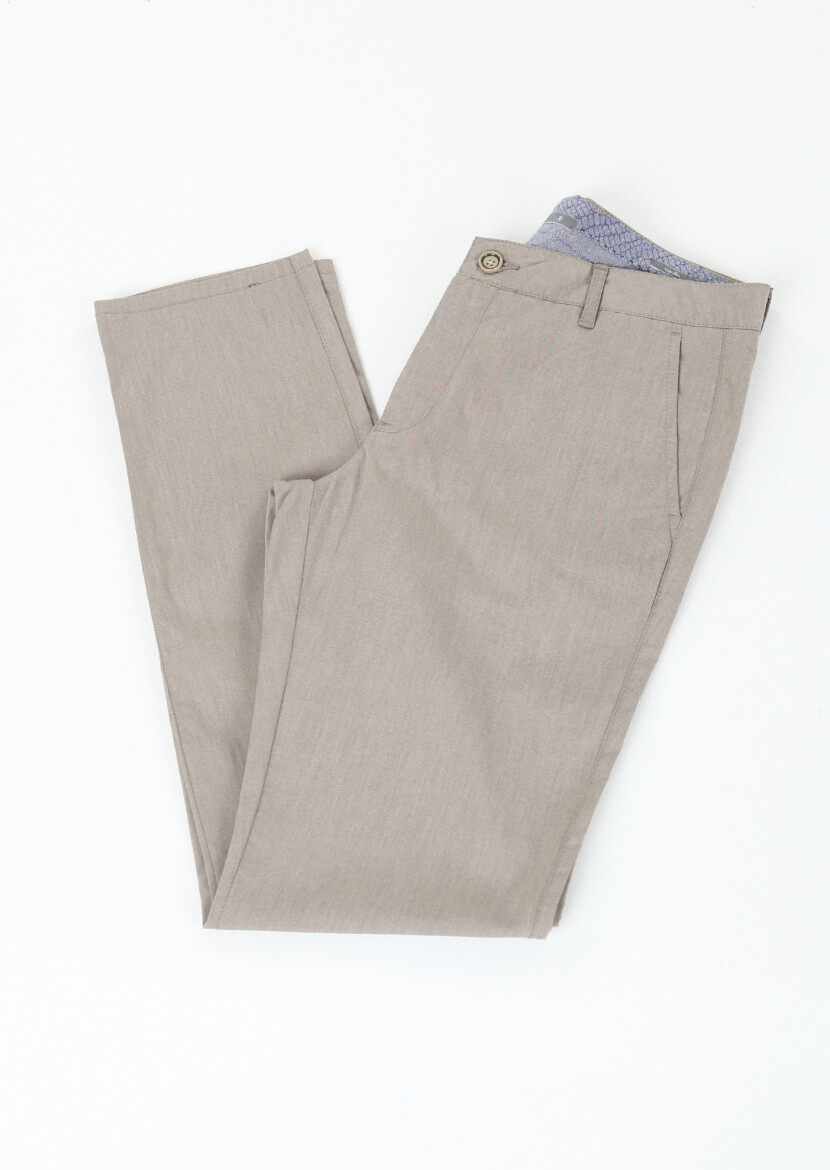 Vizon Düz Dokuma Regular Fit Casual Pamuk Karışımlı Pantolon 