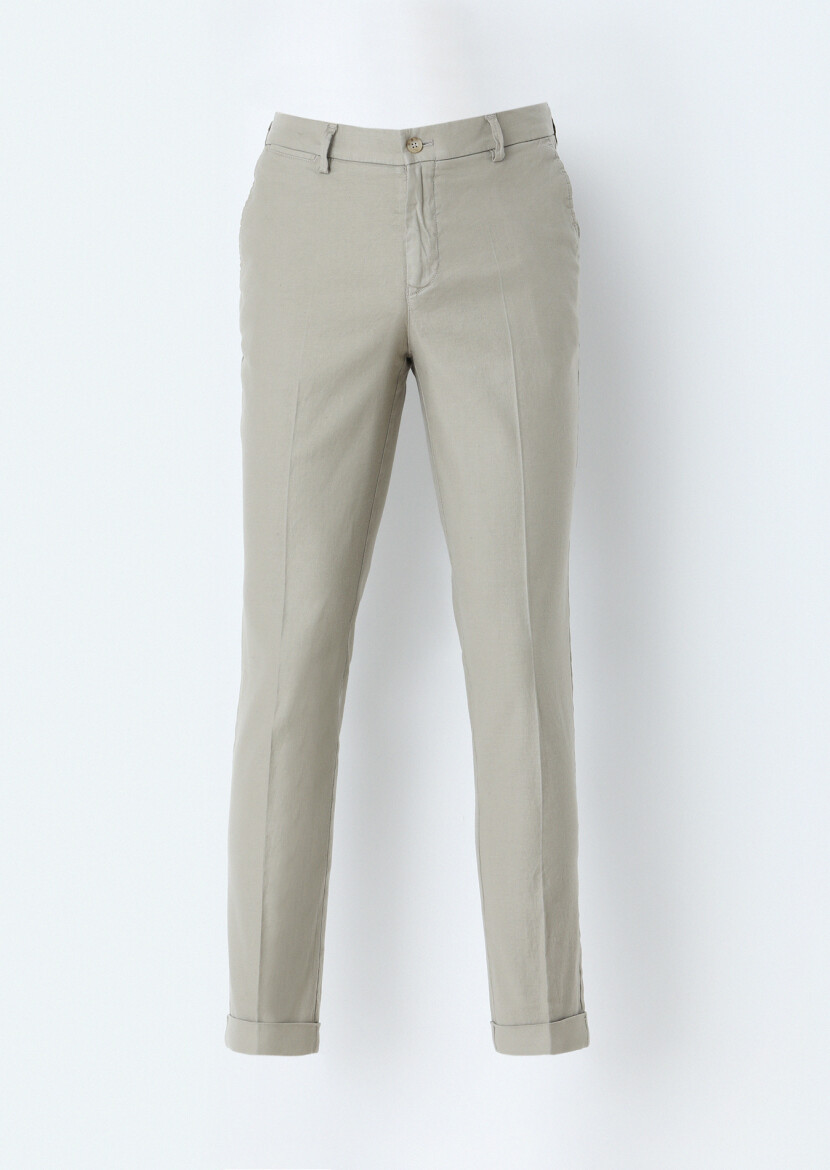Vizon Düz Dokuma Regular Fit Casual Pamuk Karışımlı Pantolon - 1