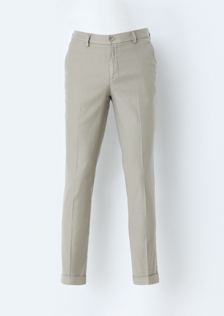 Vizon Düz Dokuma Regular Fit Casual Pamuk Karışımlı Pantolon - 1