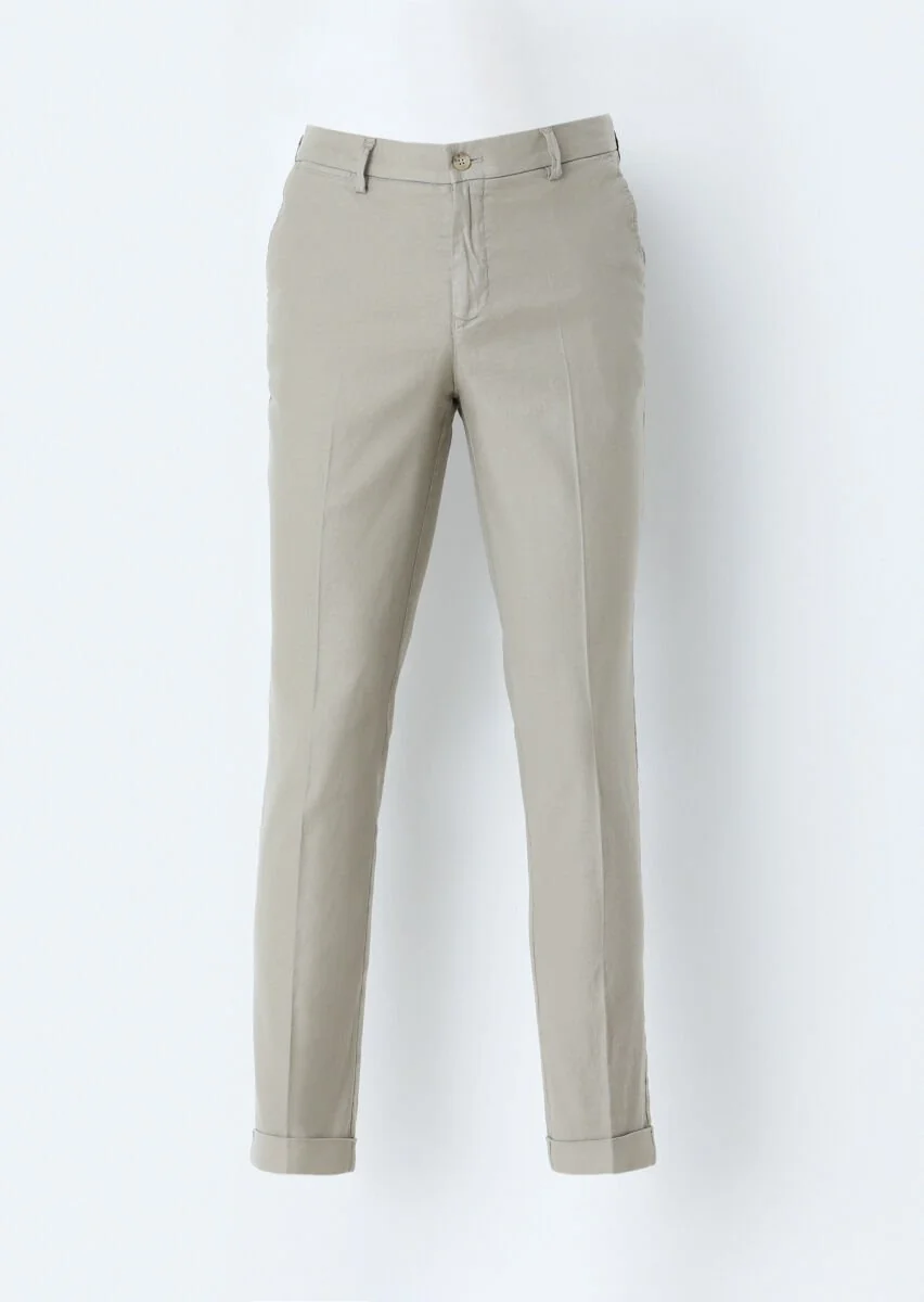 Vizon Düz Dokuma Regular Fit Casual Pamuk Karışımlı Pantolon - 1