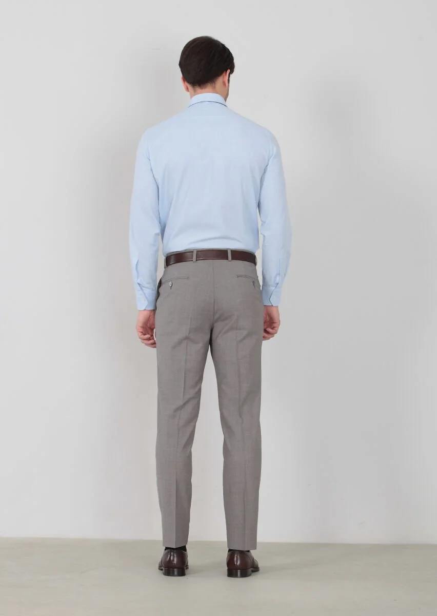 Vizon Düz Dokuma Regular Fit Klasik %100 Yün Pantolon - 4