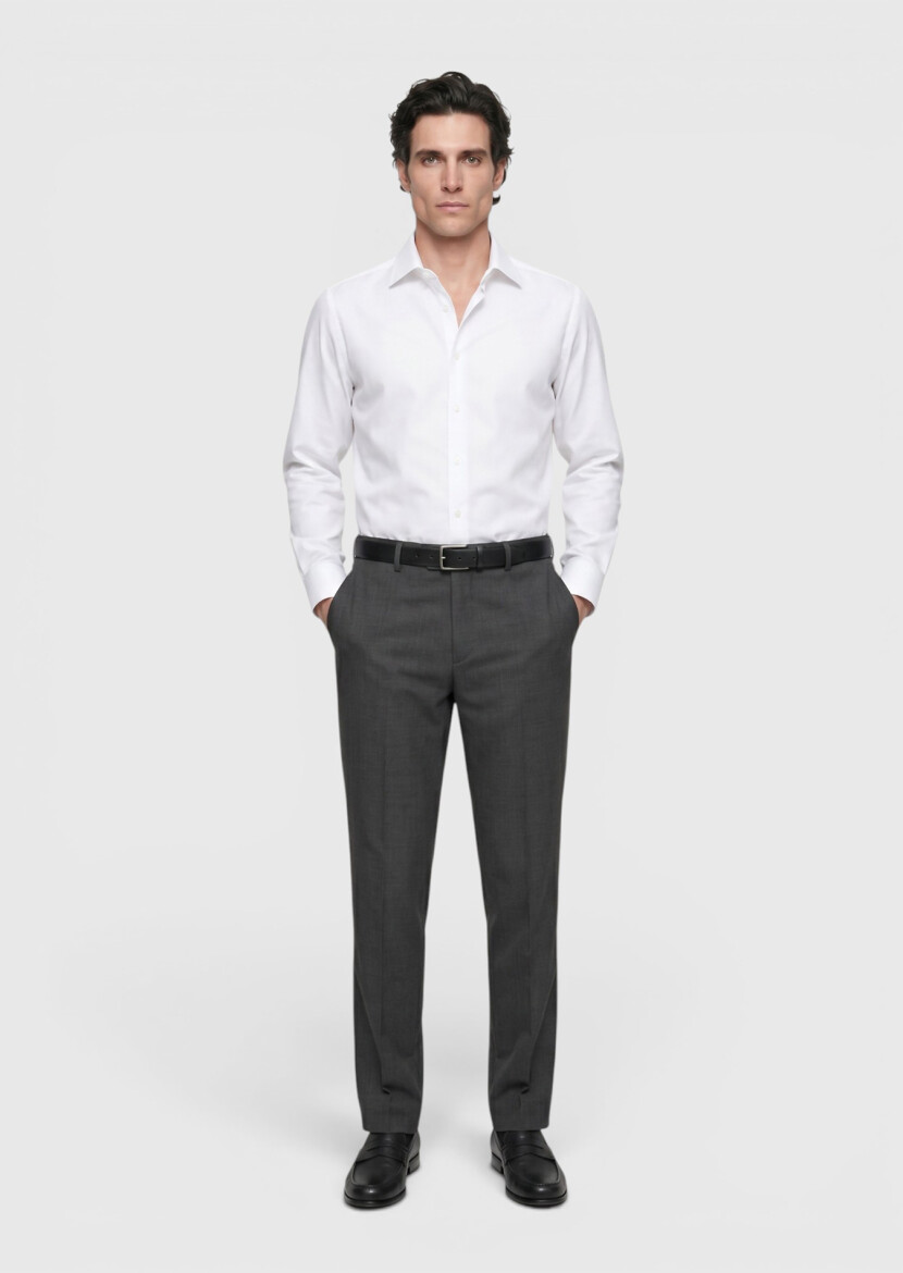 Vizon Düz Dokuma Regular Fit Klasik %100 Yün Pantolon - 1