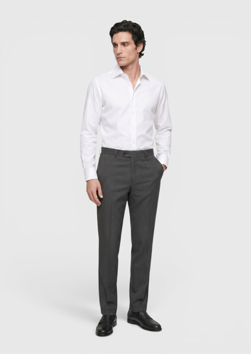 Vizon Düz Dokuma Regular Fit Klasik %100 Yün Pantolon - 3