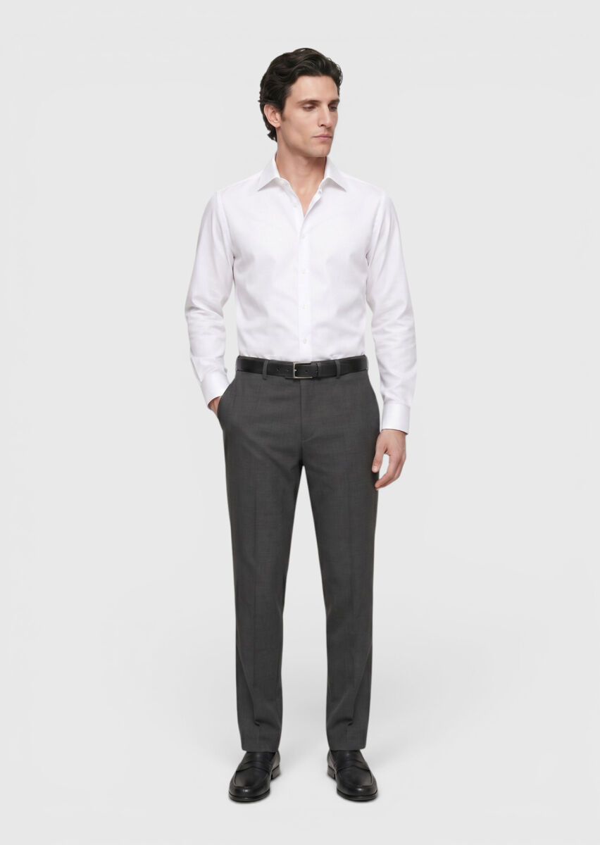 Vizon Düz Dokuma Regular Fit Klasik %100 Yün Pantolon - 4