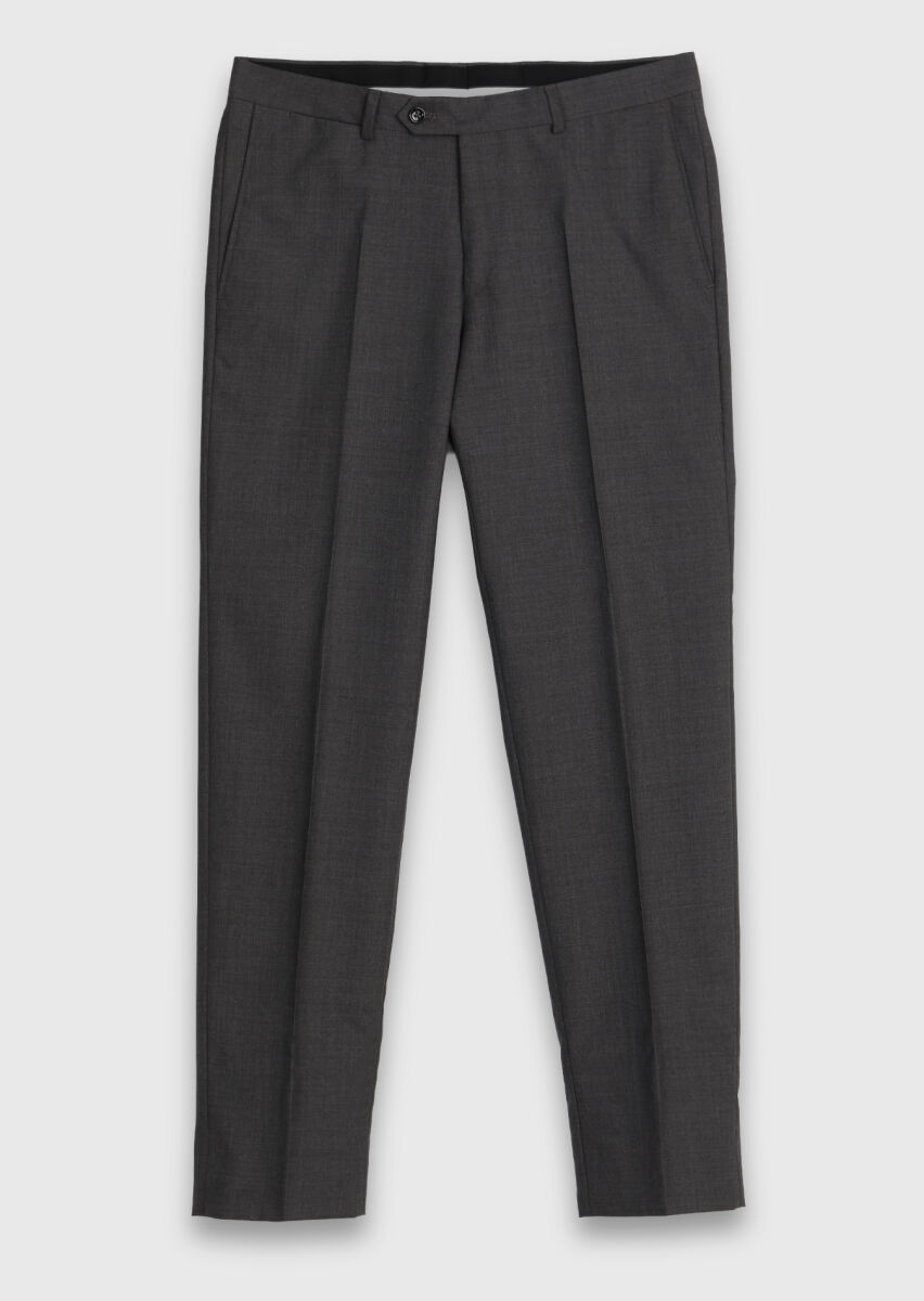Vizon Düz Dokuma Regular Fit Klasik %100 Yün Pantolon - 6