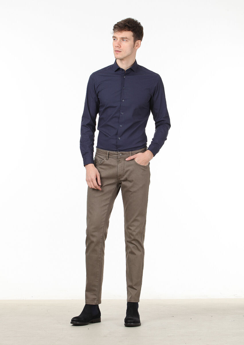 Vizon Düz Dokuma Slim Fit Casual Pamuk Karışımlı Pantolon - 2