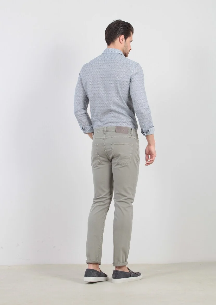 Vizon Düz Dokuma Slim Fit Casual Pamuk Karışımlı Pantolon - 4