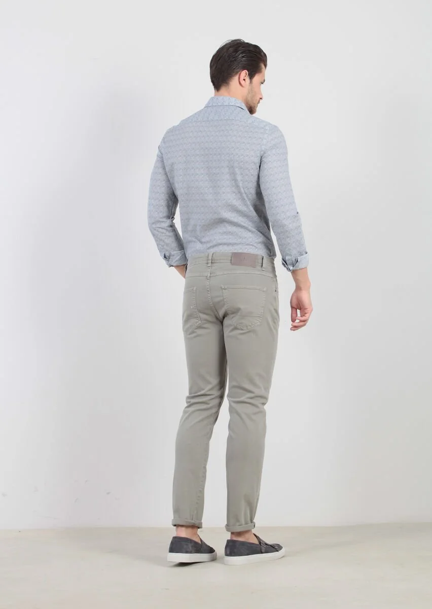 Vizon Düz Dokuma Slim Fit Casual Pamuk Karışımlı Pantolon - 4