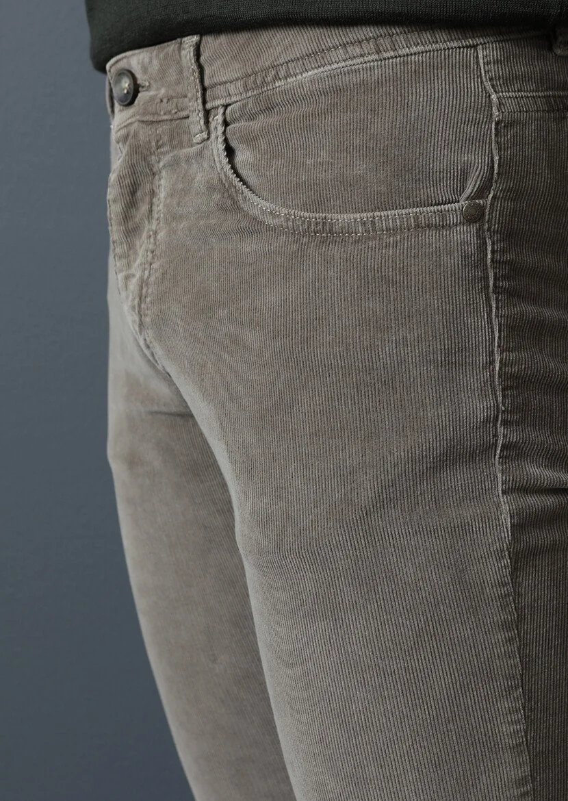 Vizon Düz Dokuma Slim Fit Casual Pamuk Karışımlı Pantolon 