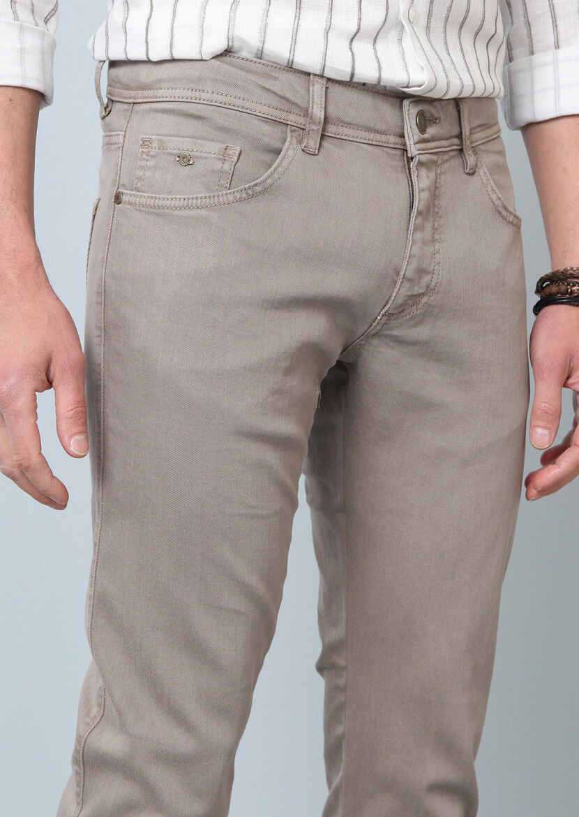 Vizon Düz Dokuma Slim Fit Casual Pamuk Karışımlı Pantolon - 2