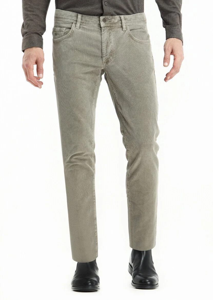 Vizon Düz Dokuma Slim Fit Casual Pamuk Karışımlı Pantolon 
