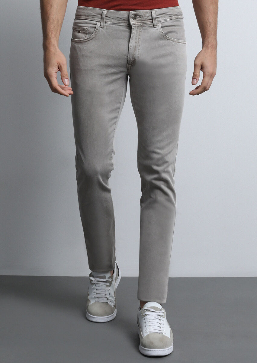 Vizon Düz Dokuma Slim Fit Casual Pamuk Karışımlı Pantolon - 2