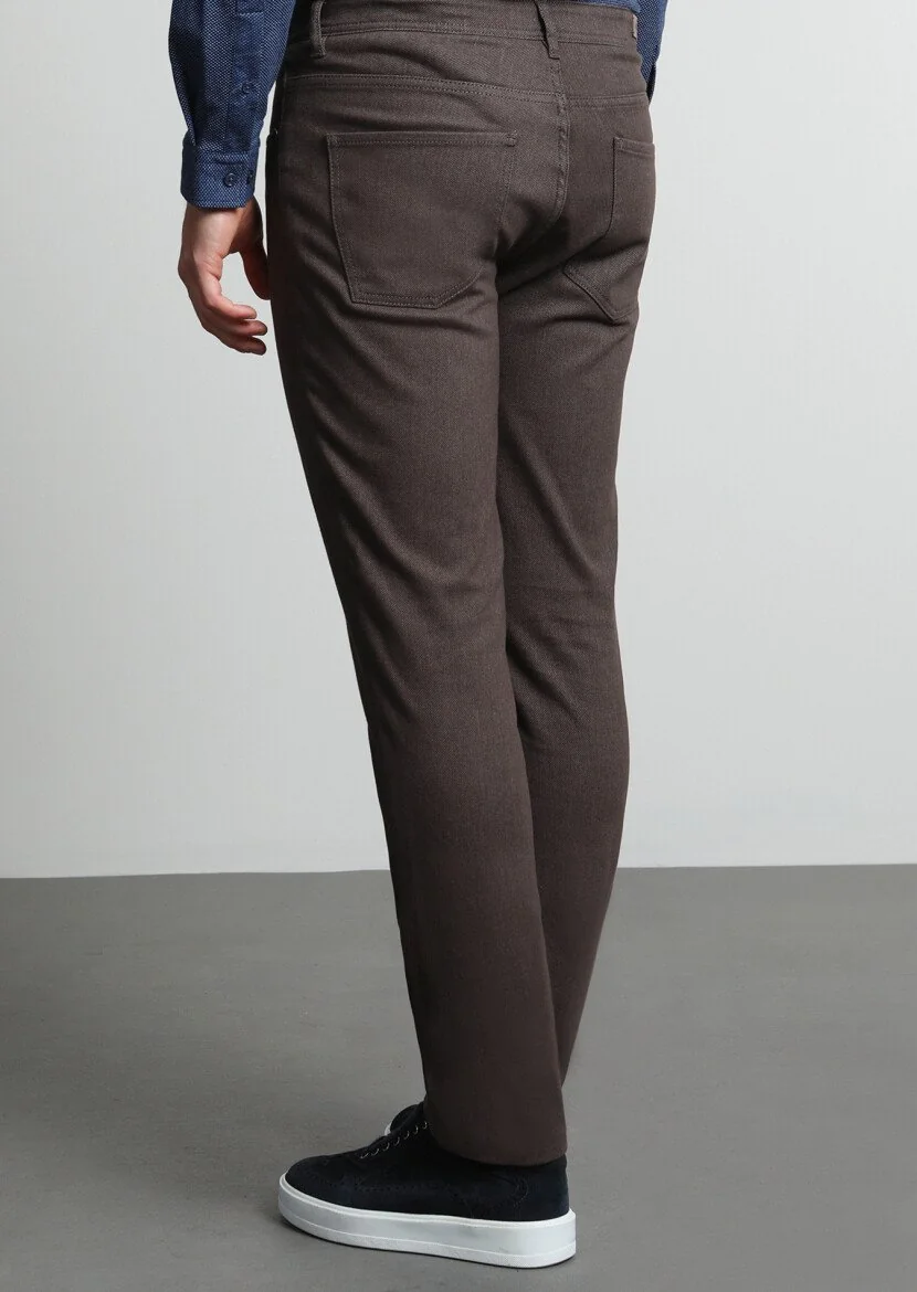 Vizon Düz Dokuma Slim Fit Casual Pamuk Karışımlı Pantolon - 4