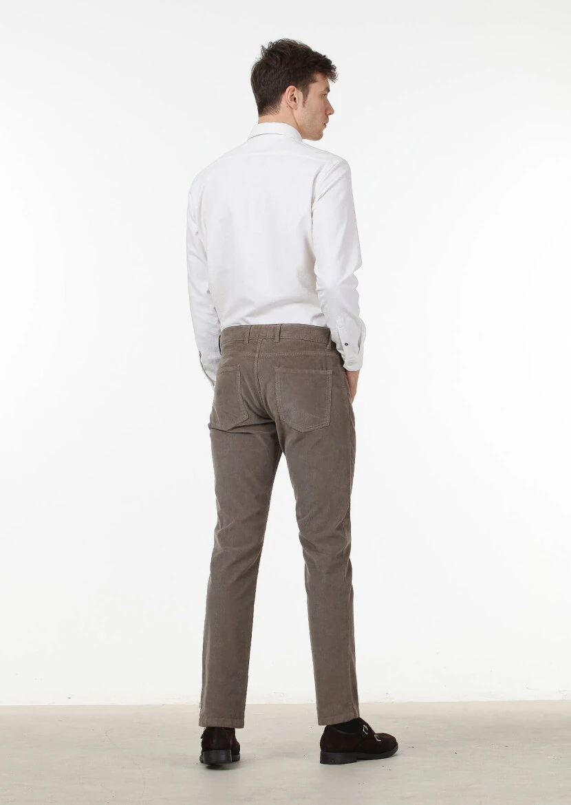 Vizon Düz Dokuma Slim Fit Casual Pamuk Karışımlı Pantolon - 2