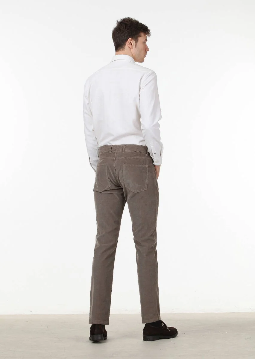 Vizon Düz Dokuma Slim Fit Casual Pamuk Karışımlı Pantolon - 2