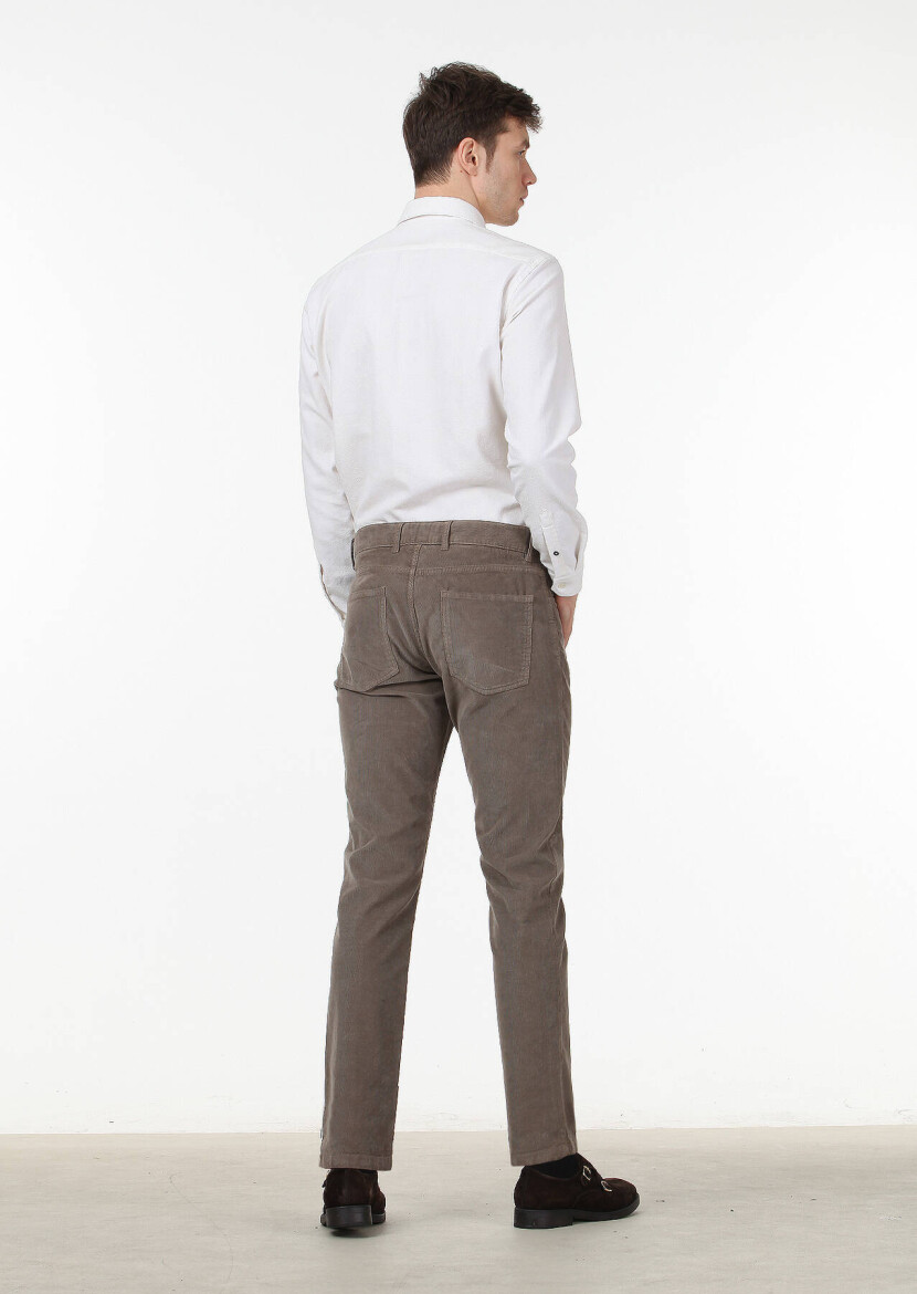 Vizon Düz Dokuma Slim Fit Casual Pamuk Karışımlı Pantolon 