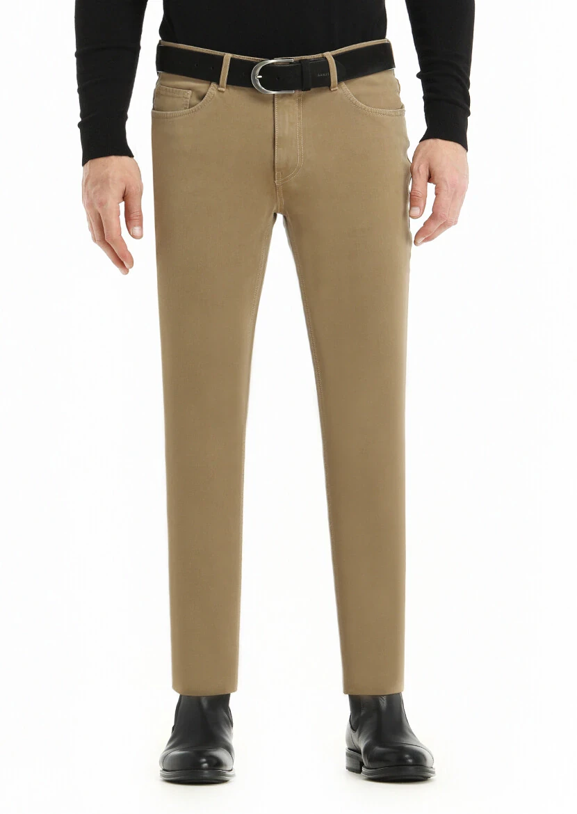 Vizon Düz Dokuma Slim Fit Casual Pamuk Karışımlı Pantolon 