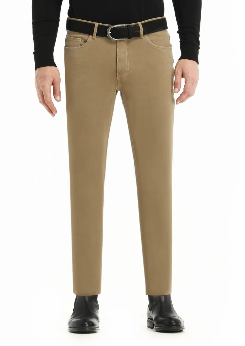 Vizon Düz Dokuma Slim Fit Casual Pamuk Karışımlı Pantolon - 2