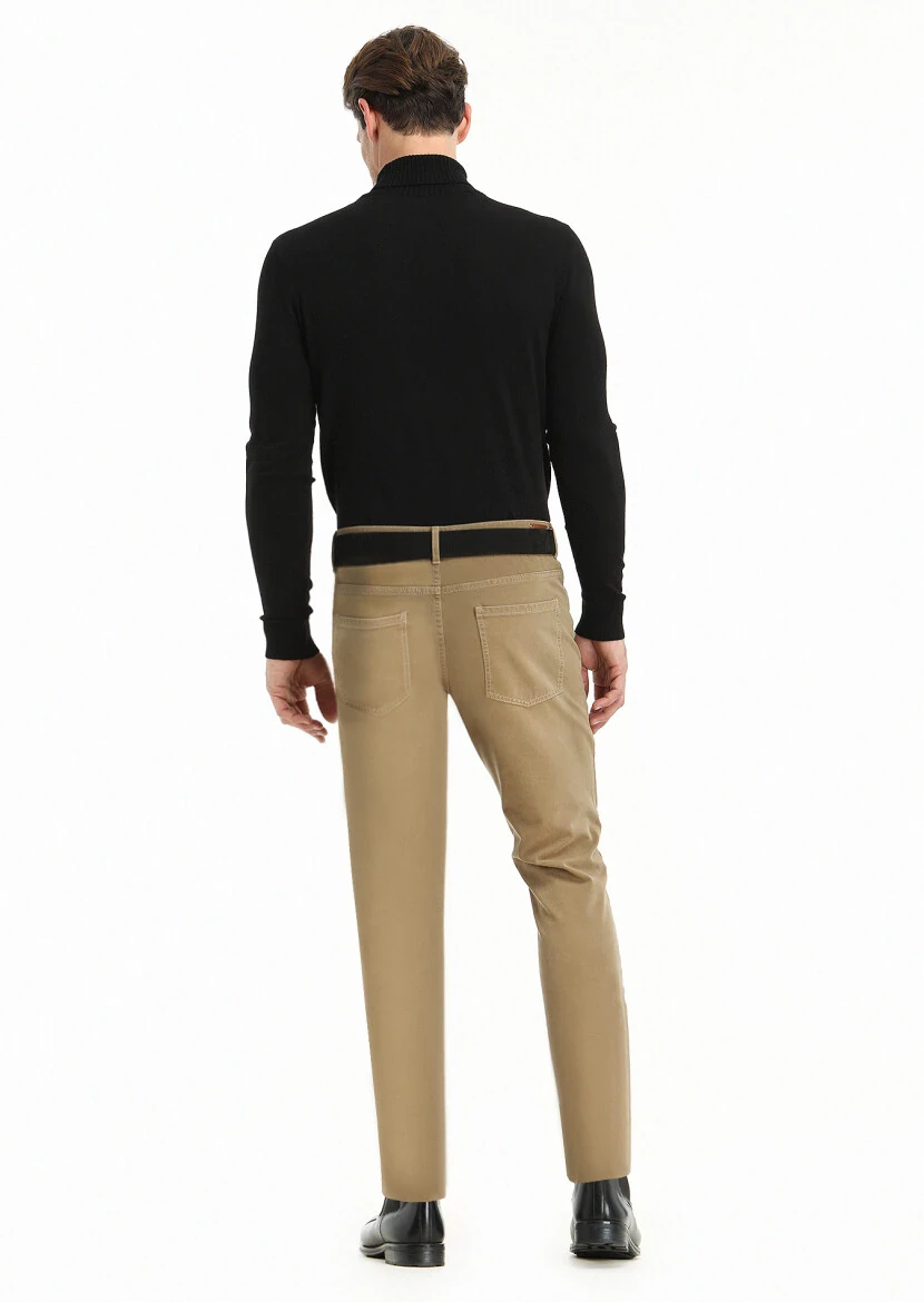 Vizon Düz Dokuma Slim Fit Casual Pamuk Karışımlı Pantolon - 4