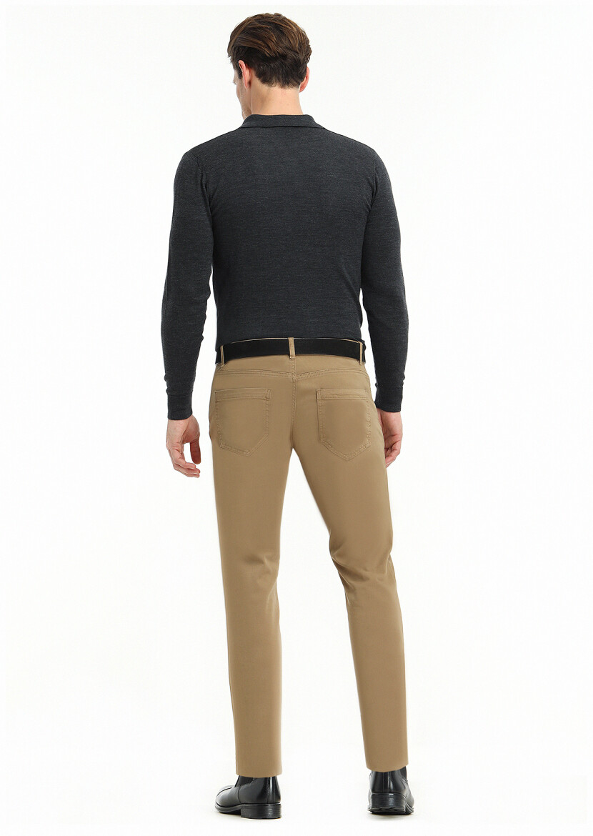 Vizon Düz Dokuma Slim Fit Casual Pamuk Karışımlı Pantolon - 3