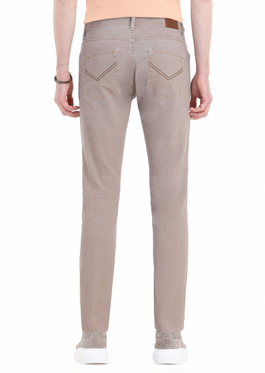 Vizon Düz Dokuma Slim Fit Casual Pamuk Karışımlı Pantolon - 3