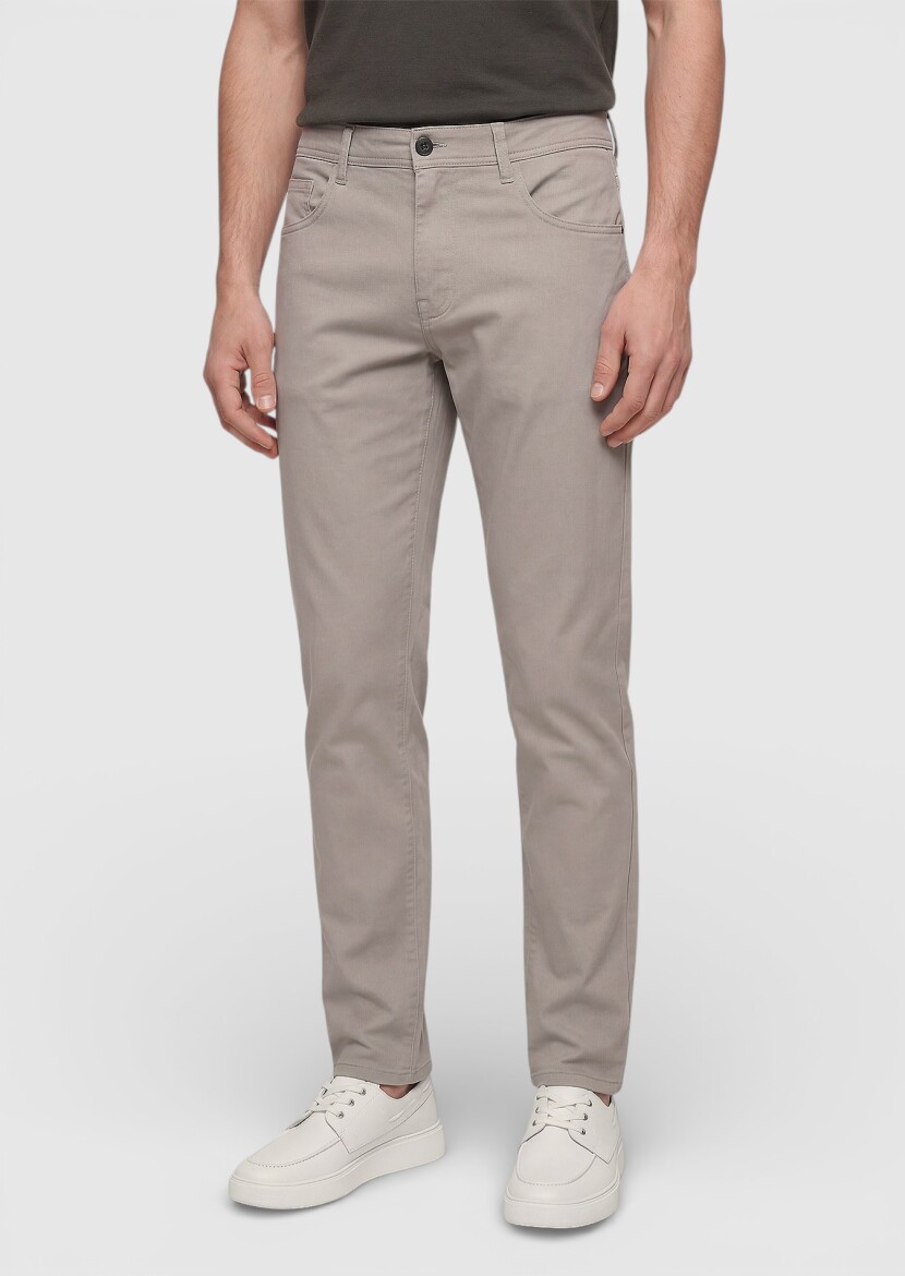 Vizon Düz Dokuma Slim Fit Casual Pamuk Karışımlı Pantolon 
