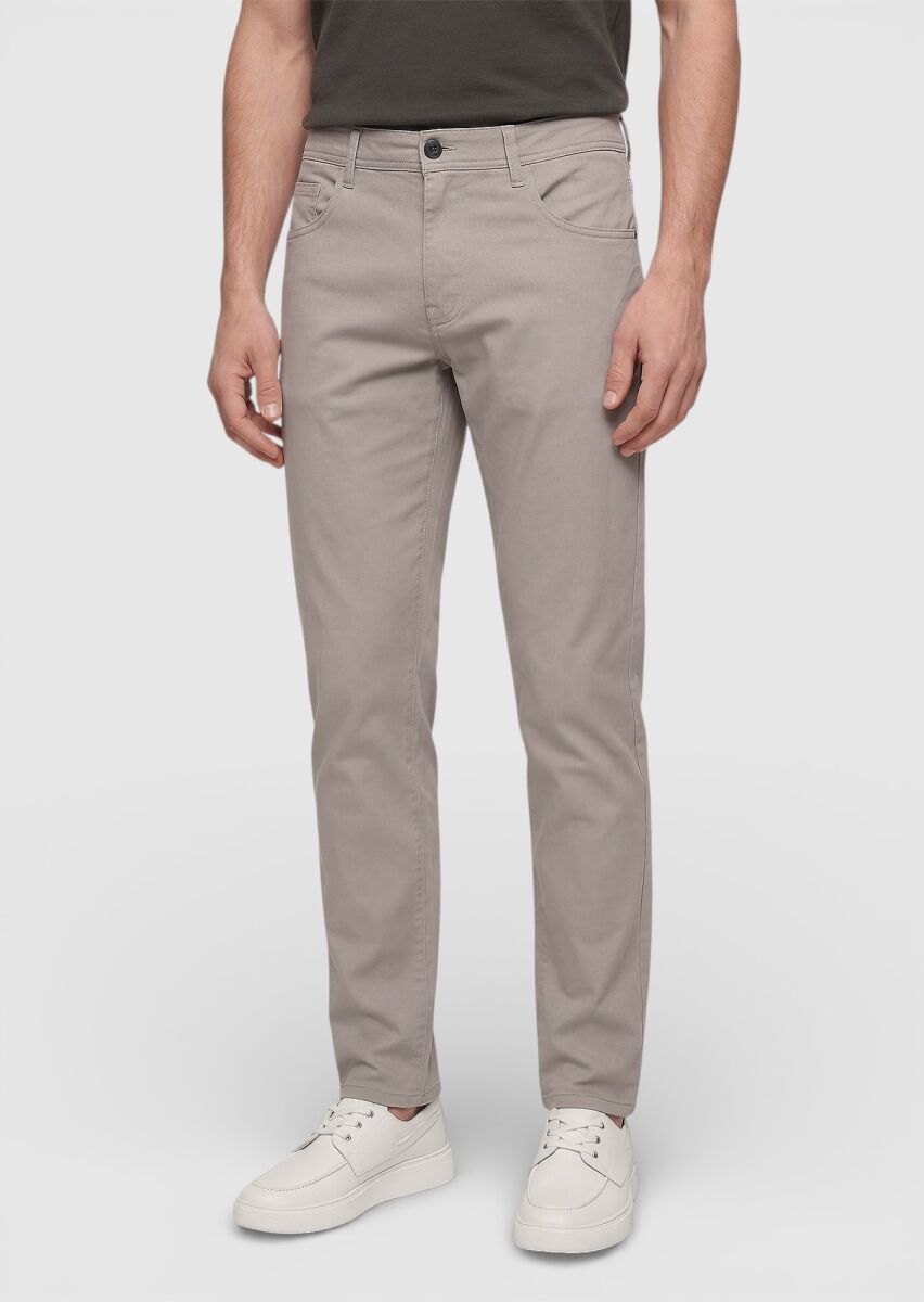 Vizon Düz Dokuma Slim Fit Casual Pamuk Karışımlı Pantolon - 2